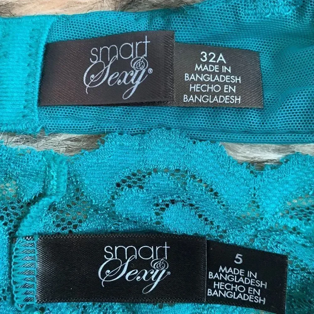 Smart & Sexy Bombshell Push Up Bra/ Panty Set 32A/5 Teal